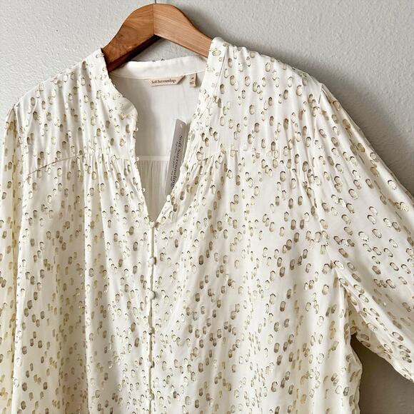 Soft Surroundings Mila Gold Metallic Leopard‎ Blouse Women’s Plus Size 3X NEW - Picture 4 of 11